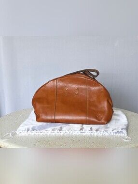 Patricia Nash Fiora Dome Satchel - Cognac Heritage Full-Grain Leather Crossbody